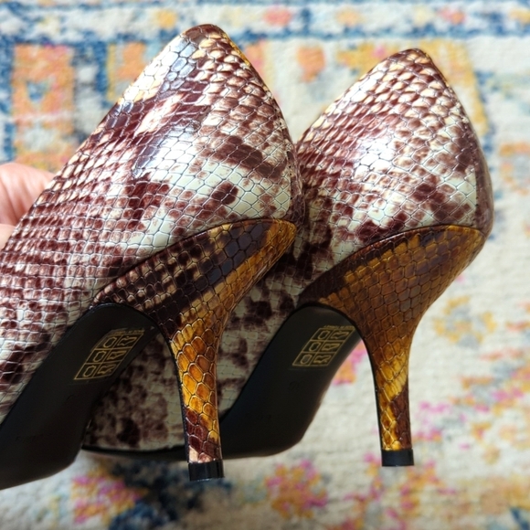 Anine Bing Devon Python Embossed Leather Pointed Toe High Heel Pumps Brown 38 - Picture 15 of 15